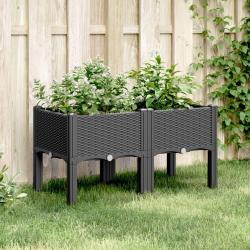 Jardini&egrave;re avec pieds noir 80x40x42 cm PP