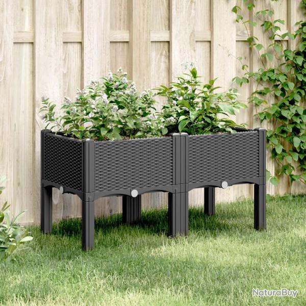 Jardini�re avec pieds noir 80x40x42 cm PP