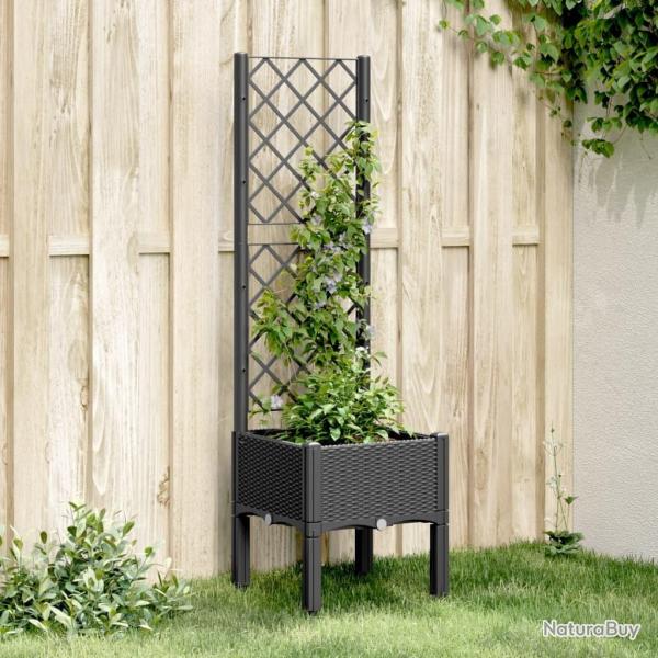 Jardini�re avec treillis noir 40x40x142 cm PP