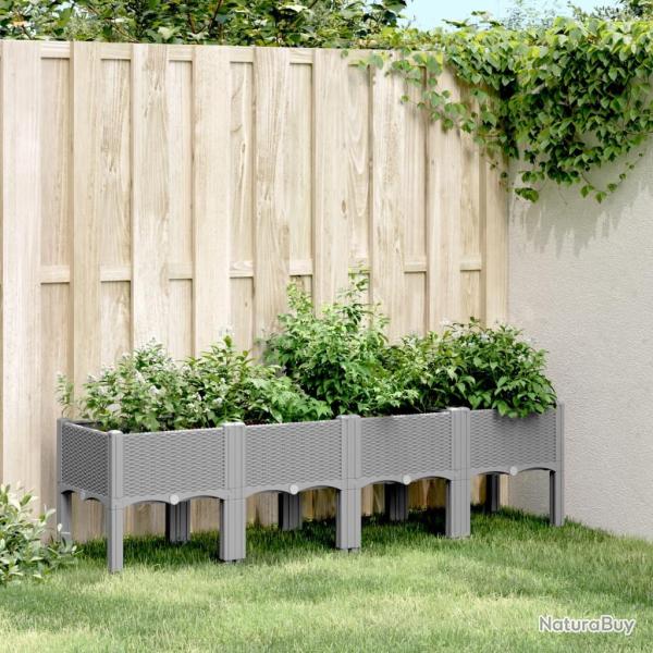 Jardini�re avec pieds gris clair 160x40x42 cm PP