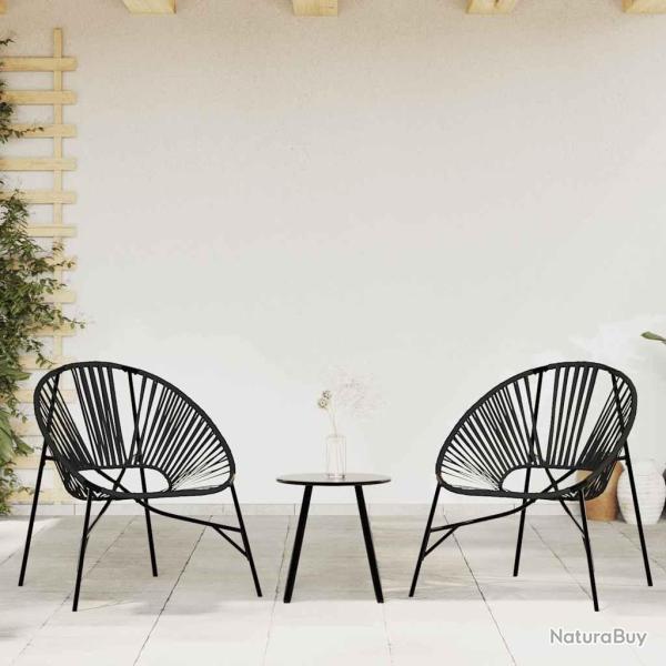 Lot de 3 Chaise de jardin noir r�sine tress�e