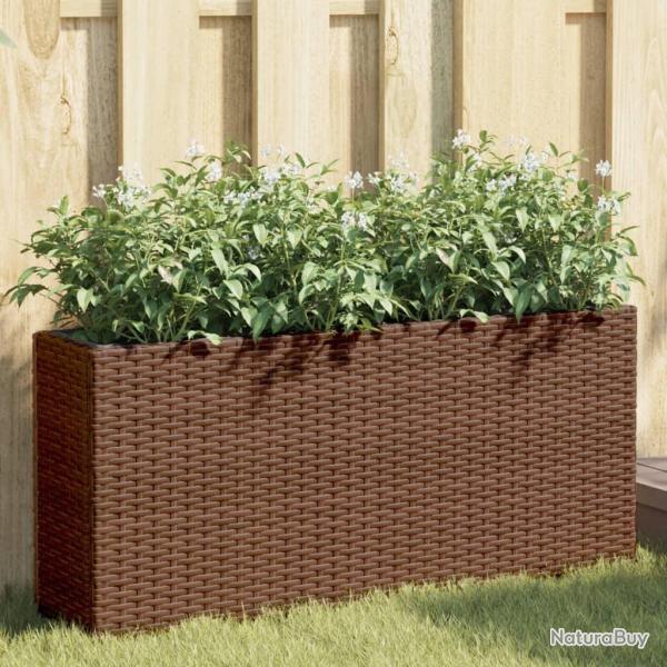 Jardini�re avec 2 pots marron 90x20x40 cm r�sine tress�e