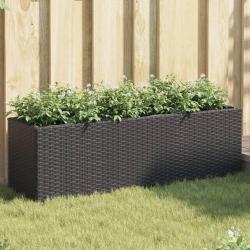 Jardini&egrave;re avec 3 pots noir 105x30x32 cm r&eacute;sine tress&eacute;e