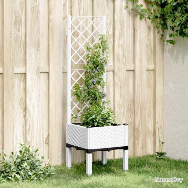 Jardini�re avec treillis blanc 40x40x142 cm PP