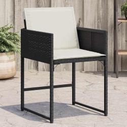 Chaises de jardin lot de 4 avec coussins noir r&eacute;sine tress&eacute;e