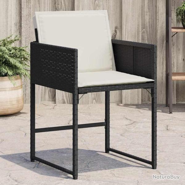 Chaises de jardin lot de 4 avec coussins noir r�sine tress�e