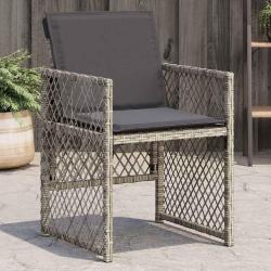 Chaises de jardin avec coussins lot de 4 gris r&eacute;sine tress&eacute;e