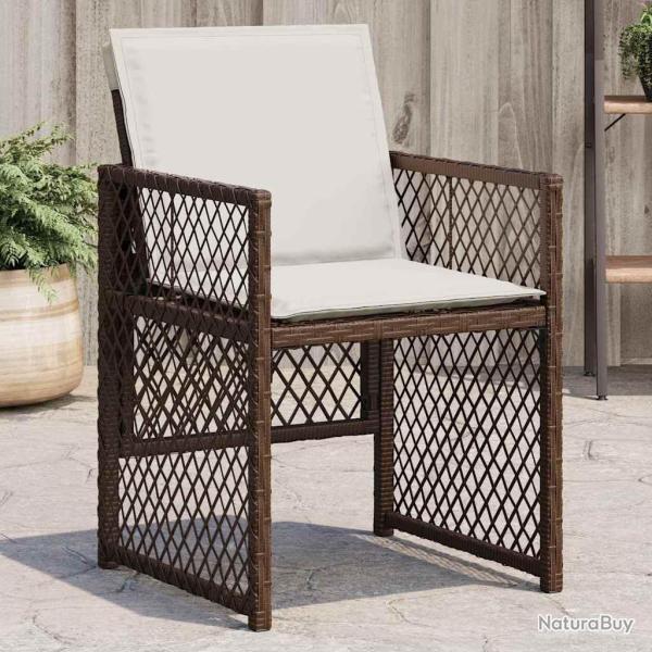 Chaises de jardin avec coussins lot de 4 marron r�sine tress�e