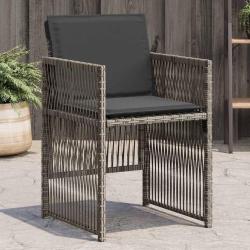Chaises de jardin avec coussins lot de 4 gris r&eacute;sine tress&eacute;e