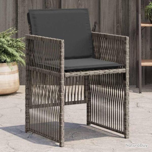 Chaises de jardin avec coussins lot de 4 gris r�sine tress�e