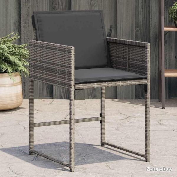 Chaises de jardin avec coussins lot de 4 gris r�sine tress�e