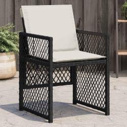 Chaises de jardin lot de 4 avec coussins noir r&eacute;sine tress&eacute;e