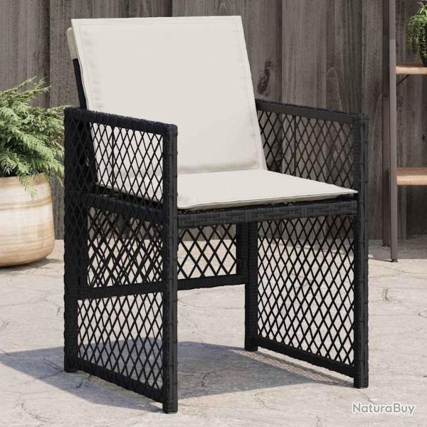 Chaises de jardin lot de 4 avec coussins noir r�sine tress�e