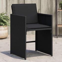 Chaises de jardin lot de 4 avec coussins noir r&eacute;sine tress&eacute;e