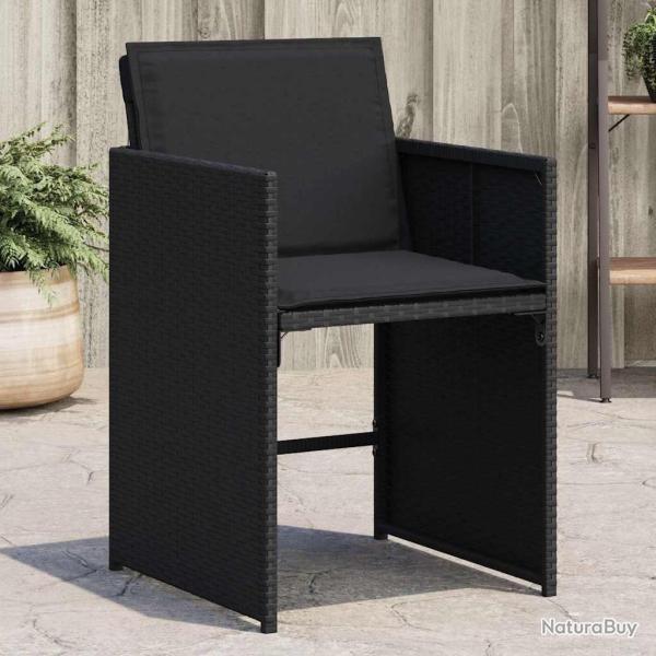 Chaises de jardin lot de 4 avec coussins noir r�sine tress�e