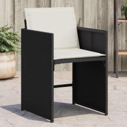Chaises de jardin lot de 4 avec coussins noir r&eacute;sine tress&eacute;e