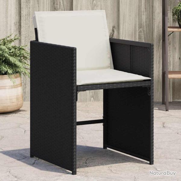 Chaises de jardin lot de 4 avec coussins noir r�sine tress�e