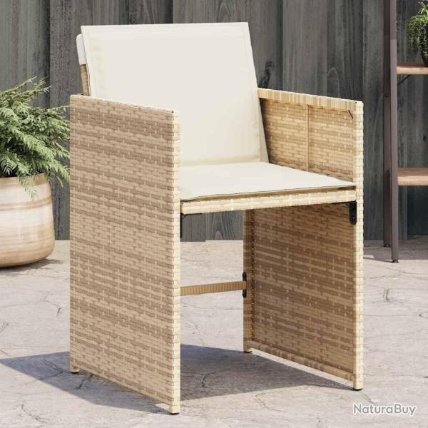 Chaises de jardin avec coussins lot de 4 beige r�sine tress�e