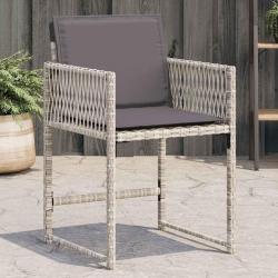 Chaises de jardin avec coussins lot de 4 gris clair poly rotin