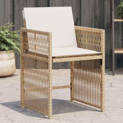 Chaises de jardin avec coussins lot de 4 beige r&eacute;sine tress&eacute;e