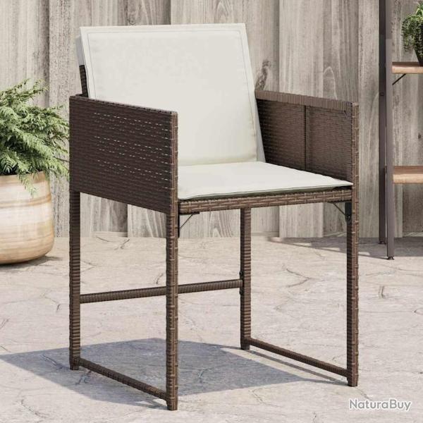 Chaises de jardin avec coussins lot de 4 marron r�sine tress�e