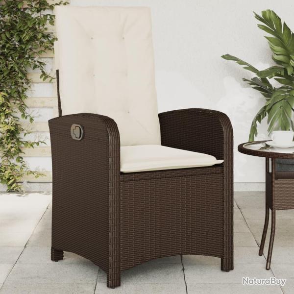 Chaise inclinable de jardin avec coussins marron r�sine tress�e