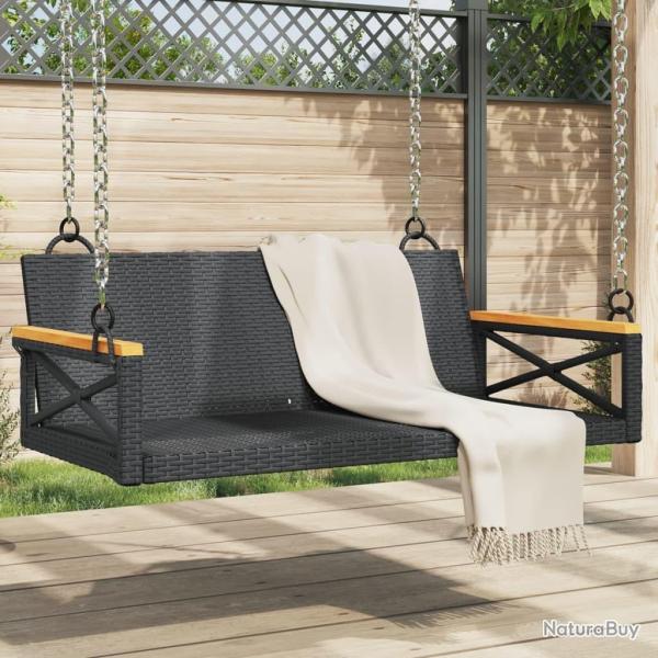 Balancelle noir 109x62x40 cm r�sine tress�e