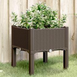 Jardini&egrave;re avec pieds marron 40x40x42 cm PP