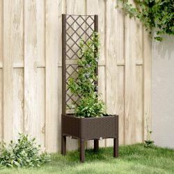 Jardini&egrave;re avec treillis marron 40x40x142 cm PP