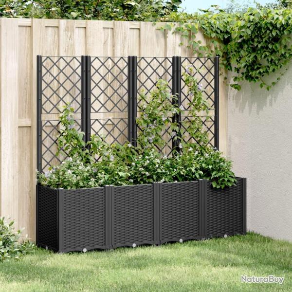 Jardini�re avec treillis noir 160x40x140 cm PP