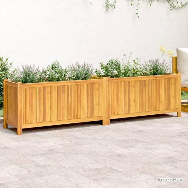 Jardini�re avec doublure 199x38,5x50 cm bois massif d'acacia