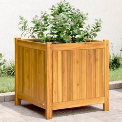 Jardini&egrave;re avec doublure 50x50x50 cm bois massif d'acacia