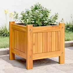 Jardini&egrave;re avec doublure 31x31x30 cm bois massif d'acacia