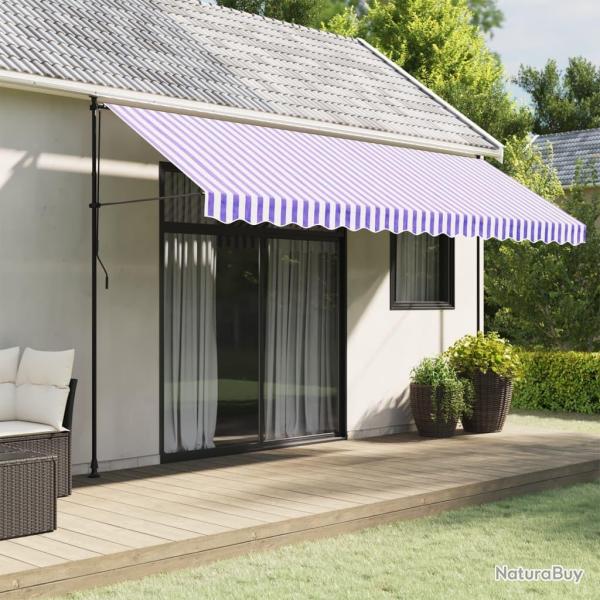 Tissu de remplacement de cantonni�re d'auvent rayure bleu blanc