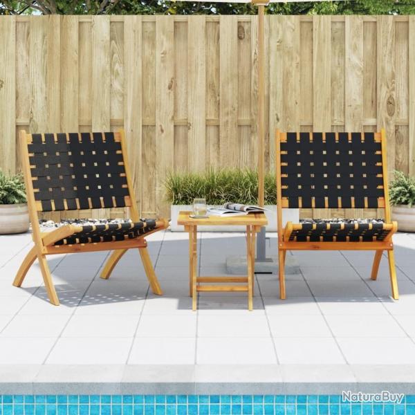Chaises de jardin pliantes lot de 2 bois d'acacia solide tissu