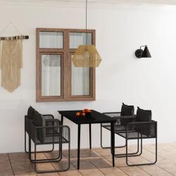 Ensemble &agrave; manger de jardin 5 pcs Noir