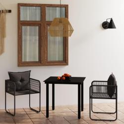 Ensemble &agrave; manger de jardin 3 pcs Noir