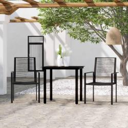 Ensemble &agrave; manger de jardin 3 pcs Noir
