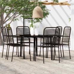 Ensemble &agrave; manger de jardin 7 pcs Noir
