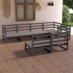 Salon de jardin 7 pcs Gris Bois de pin massif