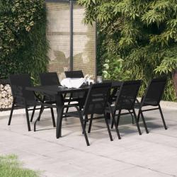 Ensemble &agrave; manger de jardin 7 pcs Noir