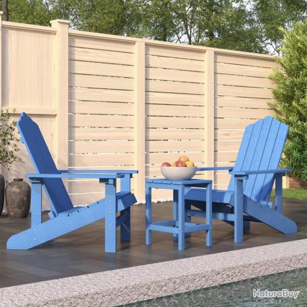 Chaises de jardin Adirondack avec table PEHD Bleu aqua