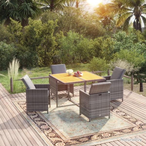 Ensemble � manger de jardin coussins 5pcs R�sine tress�e Gris