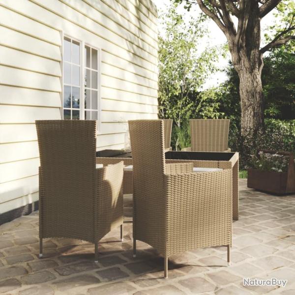Ensemble � manger d'ext�rieur 5 pcs coussins R�sine tress�e