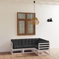 Salon de jardin 4 pcs avec coussins Bois de pin massif