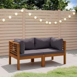 Canap&eacute; de jardin &agrave; 2 places avec coussin Bois d'acacia massif