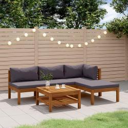 Salon de jardin 5 pcs avec coussin Bois d'acacia solide