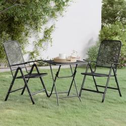 Ensemble &agrave; manger de jardin 3 pcs Maille M&eacute;tal Anthracite
