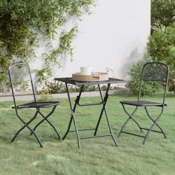 Ensemble &agrave; manger de jardin 3 pcs Maille M&eacute;tal Anthracite