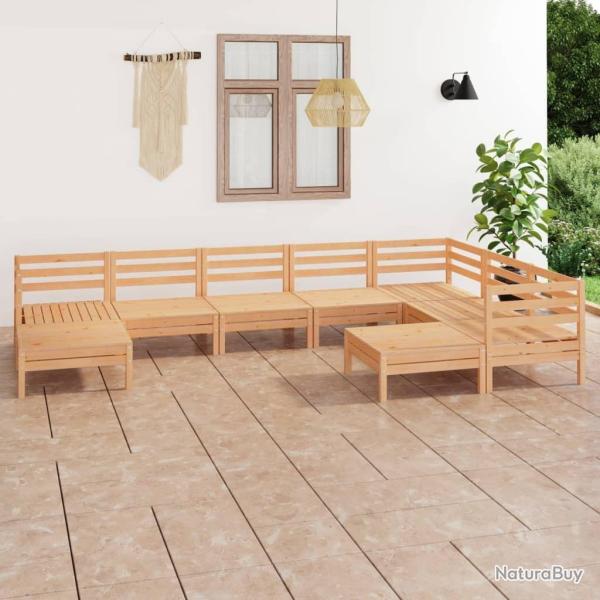 Salon de jardin 9 pcs Bois de pin massif